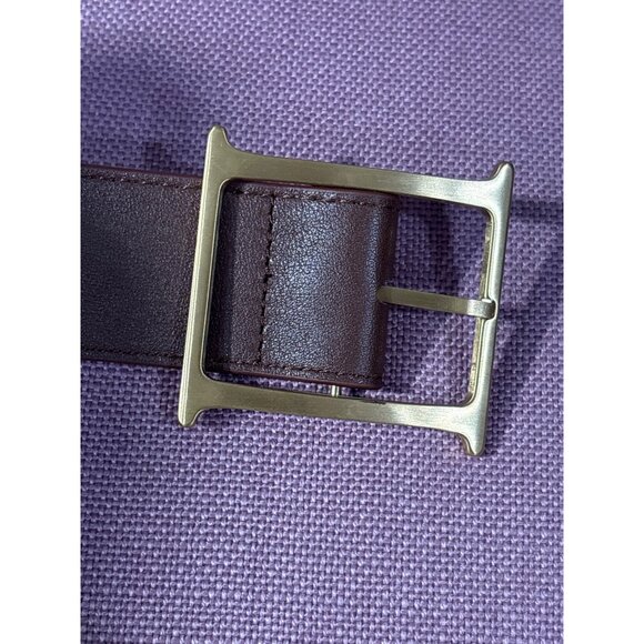 Helsa Brown Leather Belt with Gold Buckle - Picture 6 of 13